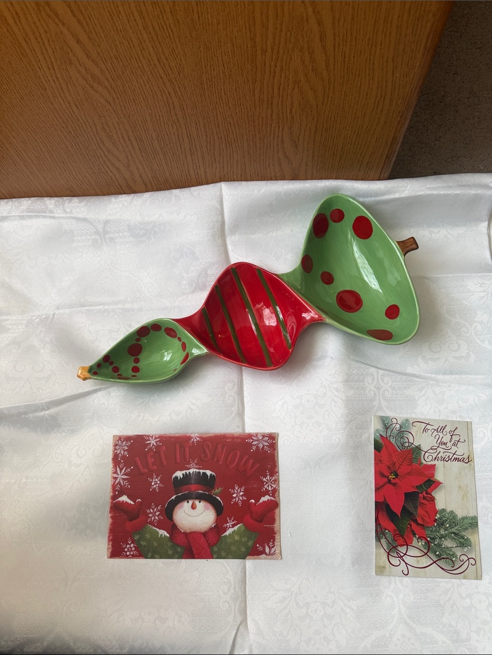 Russ Red and Green Twisted Holiday Serving Dish